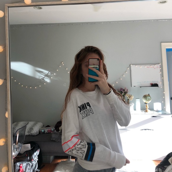 PINK Victoria's Secret Tops - White “pink” Long sleeve shirt